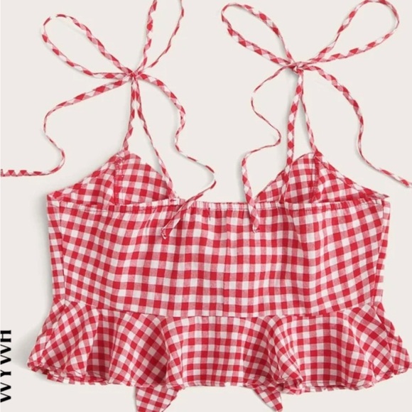 Plaid Red and White top - Picture 2 of 2